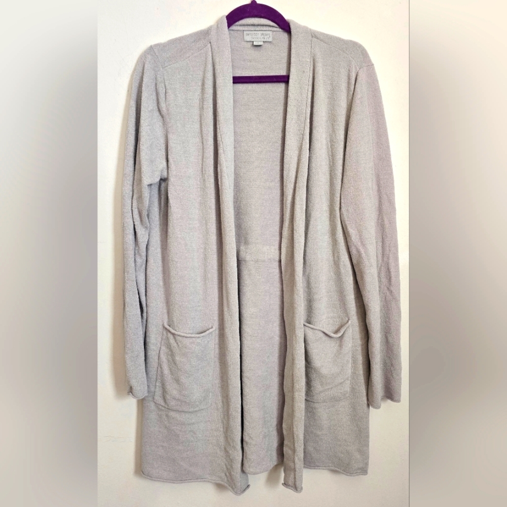 Women's Barefoot Dreams CozyChic Ultra Light Santa Monica Cardigan Large Gray